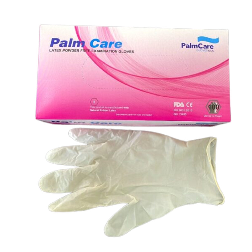 Palm Care Latex Examination Gloves for Home, Cleaning, Food Prep, Food safe, Medical Exam, Non-Sterile and Powder Free (10 Box/Carton x 100 Pieces) view 2